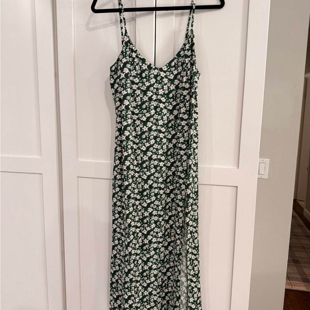 Reformation Crimini Dark Green Floral midi Dress